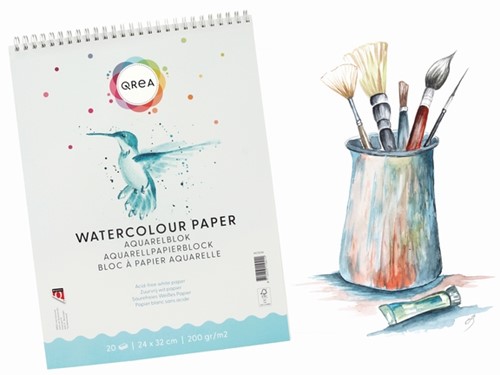 Bloc aquarelle Qrea 24x32cm 20 feuilles 200g spirale 20 Vel-1