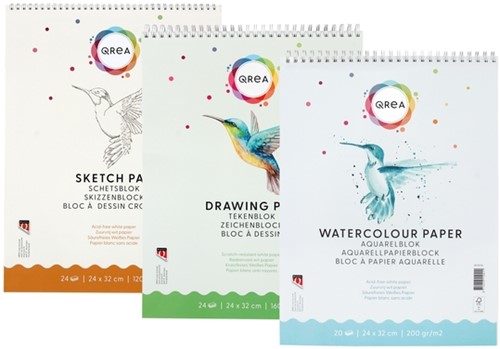 Bloc aquarelle Qrea 24x32cm 20 feuilles 200g spirale 20 Vel-2