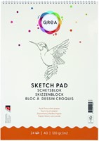 Bloc à croquis Qrea A3 24 feuilles 120g spirale 24 Vel
