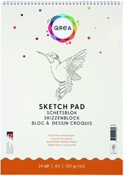 Bloc à croquis Qrea A3 24 feuilles 120g spirale 24 Vel