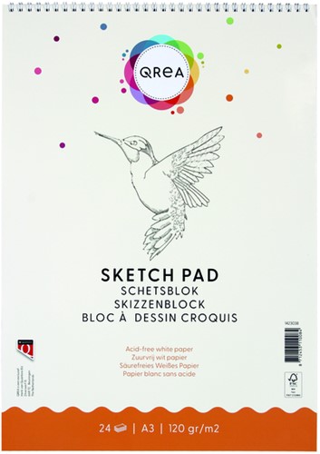 Bloc à croquis Qrea A3 24 feuilles 120g spirale 24 Vel