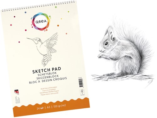 Bloc à croquis Qrea A3 24 feuilles 120g spirale 24 Vel-1