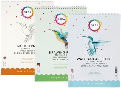 Bloc à croquis Qrea A3 24 feuilles 120g spirale 24 Vel-3