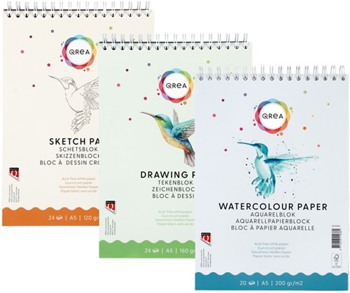 Bloc aquarelle Qrea A5 20 feuilles 200g spirale 20 Vel-2
