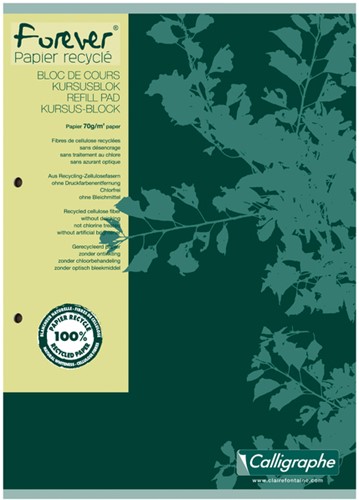 Bloc de cours Clairefontaine Forever Calligraphe A4 ligné 2 perf 200 pages 70g vert 1 Stuk