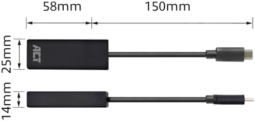 Adaptateur ACT USB-C ver Ethernet Gigabit 0,15m 1 Stuk-2