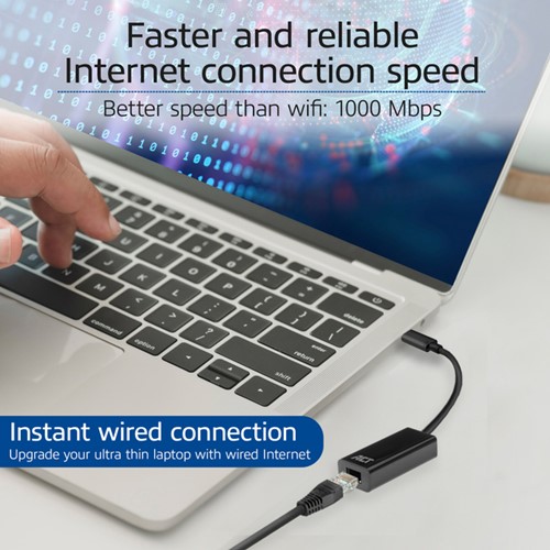 Adaptateur ACT USB-C ver Ethernet Gigabit 0,15m 1 Stuk-4