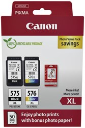 Cartouche d'encre Canon PG-575XL + CL-576XL noir+couleur+ papier 1 Stuk