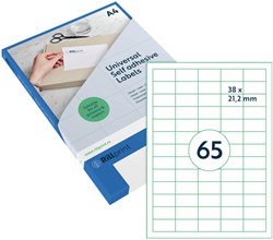 Etiket Rillprint 38x21.2mm mat transparant 1625st 25 Vel