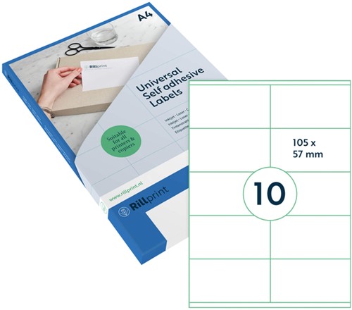 Etiket Rillprint 105x57mm mat transparant 250st 25 Vel
