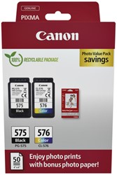 Cartouche d'encre Canon PG-575 + CL-576 noir+couleur+papier 1 Stuk