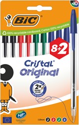 Stylo bille BIC Cristal Medium bleu blister 8 + 2 gratuits 10 Stuk