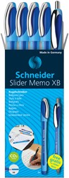 Stylo bille Schneider Slider Memo XB bleu set 4 pièces + 1 slider gratuit 5 Stuk