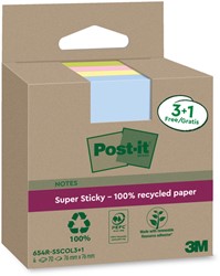 Memoblok 3M Post-it 654 RSSCOL 76x76mm ass. kl 3+1 4 Stuk