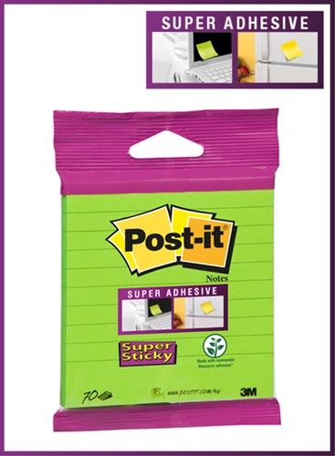 Memoblok 3M Post-it 101x101 SS groen met lijn 70 Vel