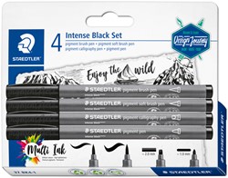 Feutre pinceau Staedtler PigmentArts noir intense set 4 largeurs de trait 4 Stuk