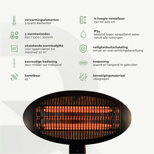 Terrasverwarmer BRASQ staand elektrisch 1 Stuk-4