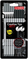 Feutre Creative Tips STABILO Arty pointes assorties noir et gris blister 10 pièces 10 Stuk