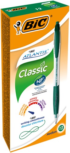 Stylo bille BIC Atlantis Classic grip clic Medium vert 1 Stuk-2