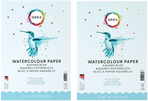 Aquarelblok Qrea A5 20vel 200gr gelijmd 20 Vel-2