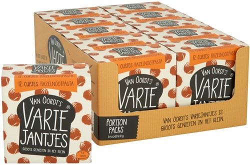 Hazelnootpasta VarieJantjes 12x15 gram cupjes 12 Stuk