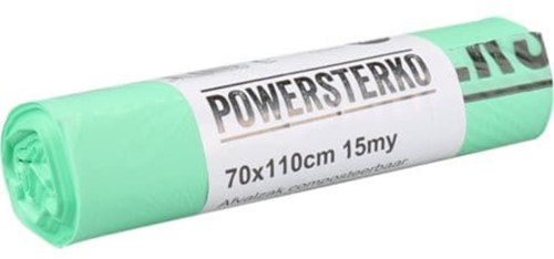 Afvalzak Powersterko bio T15 70x110cm 120L groen 10 Zak