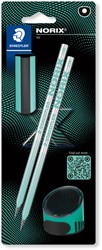 Crayon Staedtler Norix HB blister 2 pièces vert-noir 2 Stuk
