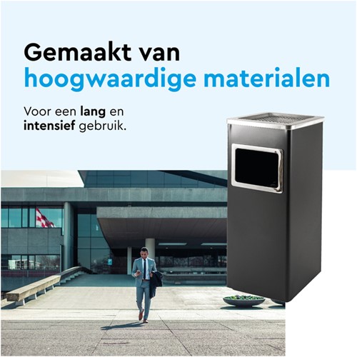 Afvalbak met asbak BRASQ 16 liter AT600 zwart 1 Stuk-1