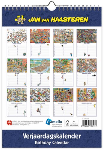 Verjaardagskalender Jan van Haasteren A4 1 Stuk-3