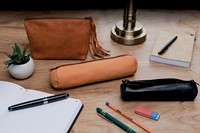 Trousse ronde Oxford 22x6cm cuir naturel 1 Stuk-1