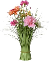 Kunstgras Everlands met bloemen 40cm roze 1 Stuk