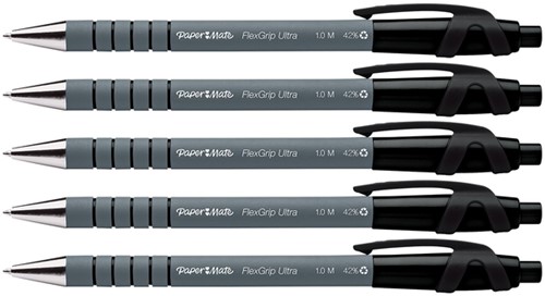 Stylo bille Paper Mate Flexgrip Ultra Medium noir blister 5 pièces 5 Stuk-2