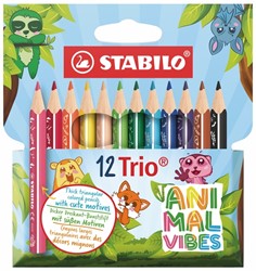 Crayon de couleur STABILO Trio Thick Short Animal Vibes assorti blister 12 pièces 12 Stuk