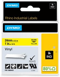 Ruban d'étiquetage Dymo Rhino Industriel vinyle 24mm noir sur jaune 1 Stuk