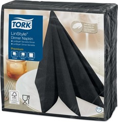 Dinerservet Tork Linstyle Premium zwart 478825 50 Vel