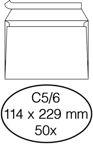 Enveloppe Quantore C5/6 114x229mm autocollante blanc 50 pièces 50 Stuk