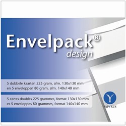 Carte double + enveloppe Papyrus Envelpack Design 894446 carré 140x140mm blanc 5 pièces 5 Set