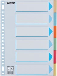 Intercalaire Esselte Premium A4 6 onglets 23 perf carton assorti 1 Stuk