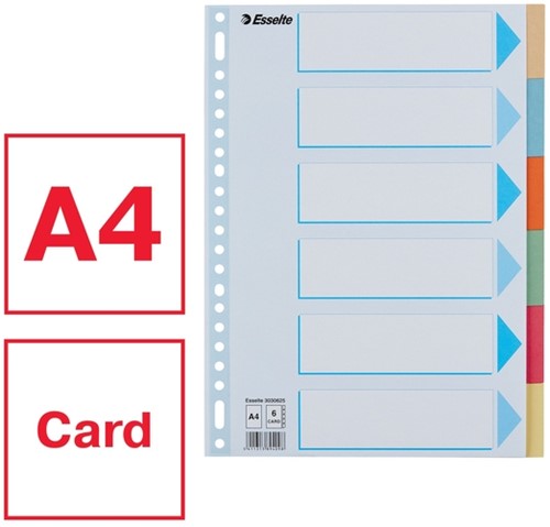 Intercalaire Esselte Premium A4 6 onglets 23 perf carton assorti 1 Stuk-3