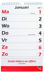 Calendrier 2026 gros caractères lettres et chiffres Quantore 1 Stuk