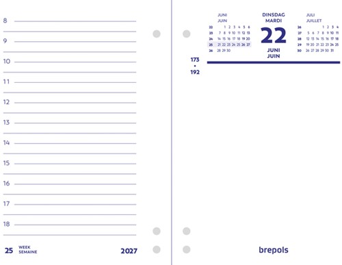 Recharge bloc 2027 Brepols 1 jour/2 pages perforation universelle 1 Stuk