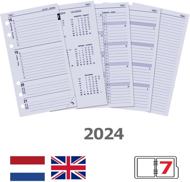 Recharge agenda 2024 Kalpa A5 boîte année 7jours/2pages