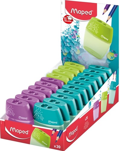 Taille-crayon Maped Shaker 2 trous présentoir 20 pièces assorti 1 Stuk
