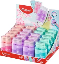 Taille-crayon Maped Connect avec gomme 2 trous présentoir 20 pièces pastel assorti 1 Stuk