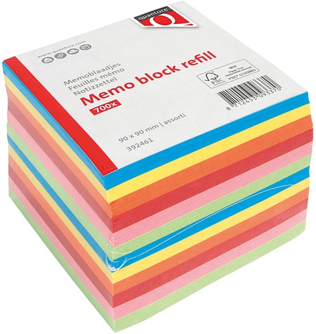 Memoblok Quantore 90x90mm 700v Losbladig assorti 700 Vel