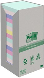 Bloc-mémos Post-it 654-RTP 76x76mm recyclé Arc-en-ciel pastel 16 pièces 16 Stuk