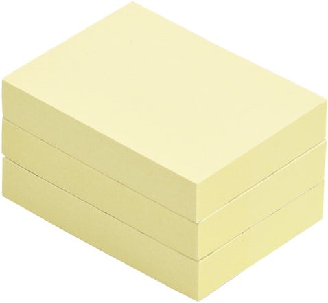Memoblok Quantore 38x51mm sticky geel 3 Stuk