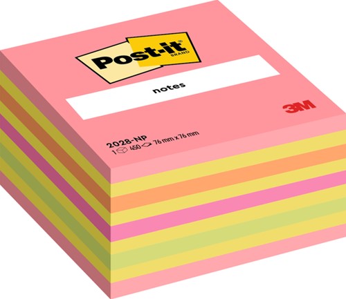 Memoblok Post-it 2028 76x76mm kubus neon kleuren 1 Stuk