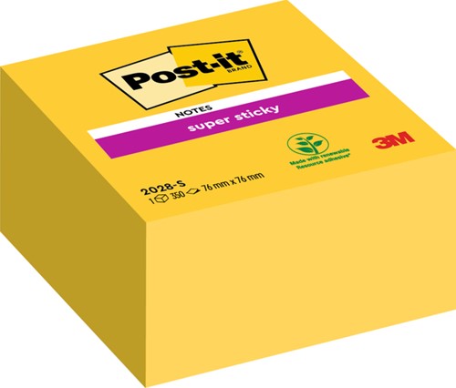 Bloc-mémos Post-it 2028 Super Sticky 76x76mm cube jaune 1 Stuk