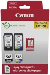 Cartouche d’encre Canon PG-545+CL-546 noir+couleur+ papier 2 Stuk